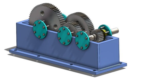 High-precision Spur Gear Box (2-Stage Reduction Gearbox) designed for efficient power transmission, reducing speed while maintaining torque in industrial applications.