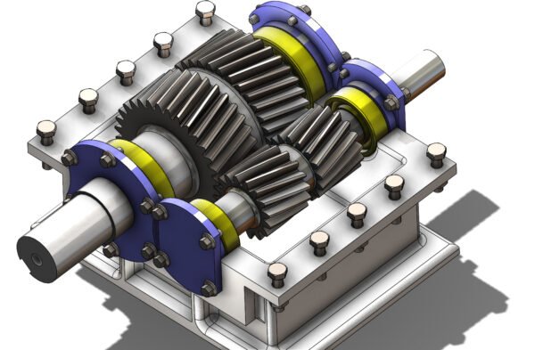 Industrial-grade Double Helical Gearbox Assembly, engineered for efficient torque transmission, reduced noise, and enhanced durability in demanding applications.